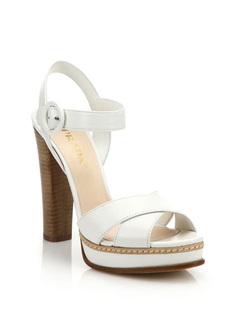 prada sandals women white|Prada white platform sandals.